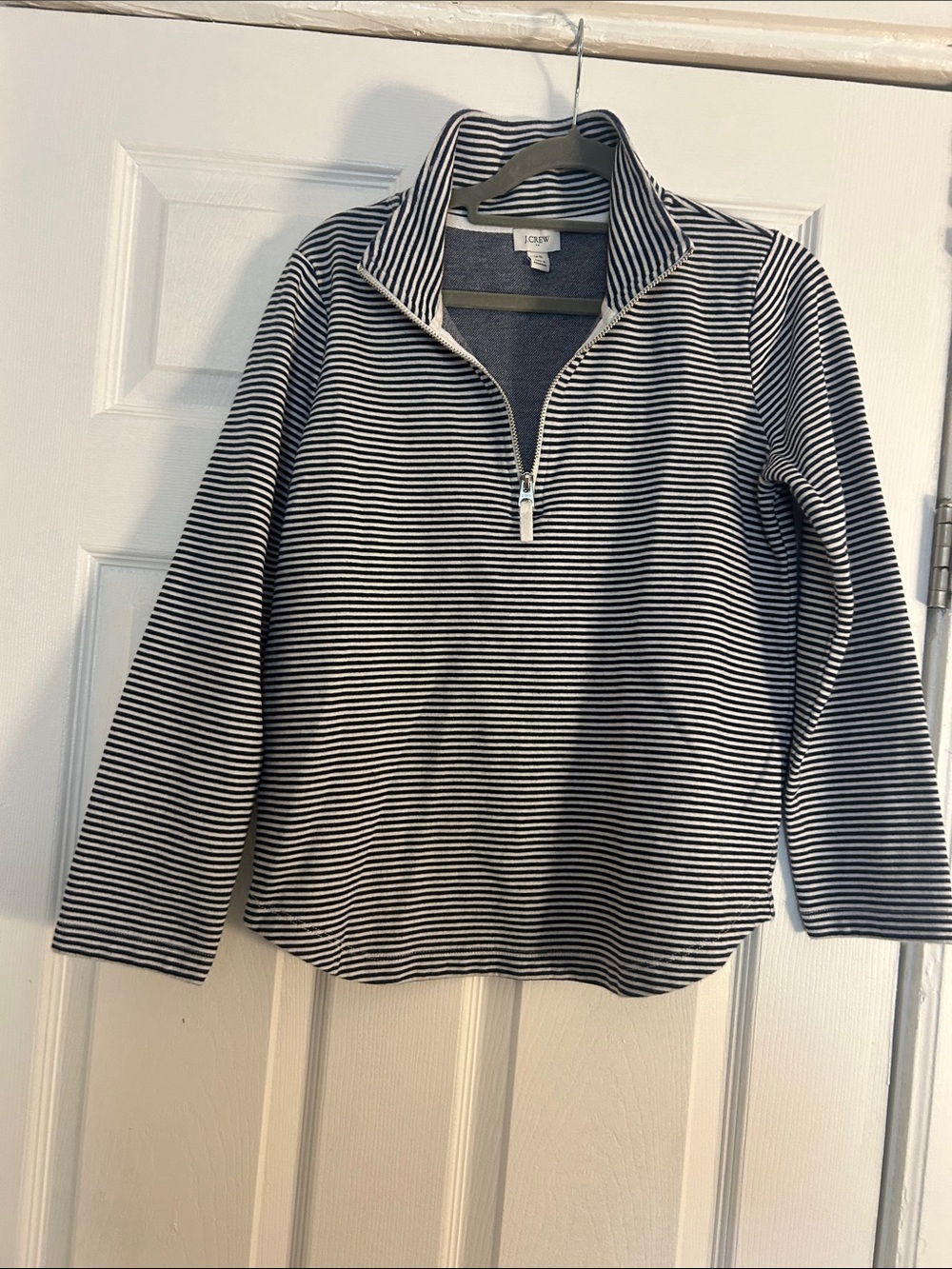 J. Crew Navy & White Striped Quarter-Zip Pullover